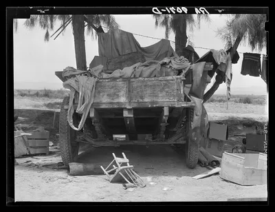 Stranded in southern California. Belongings of Oklahoma drought…, 1936