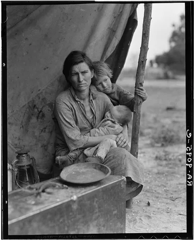 Migrant agricultural worker's family. Seven children without food.…, California, 1935