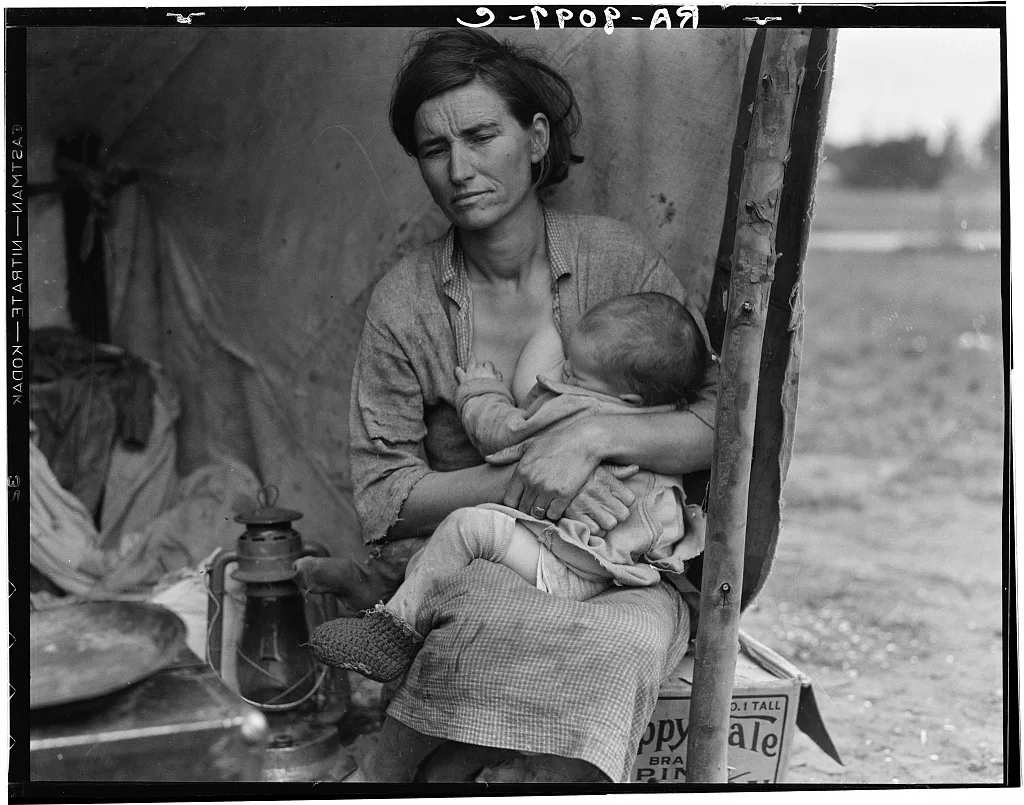 Migrant agricultural worker's family. Seven hungry children. Mother…, California, 1936