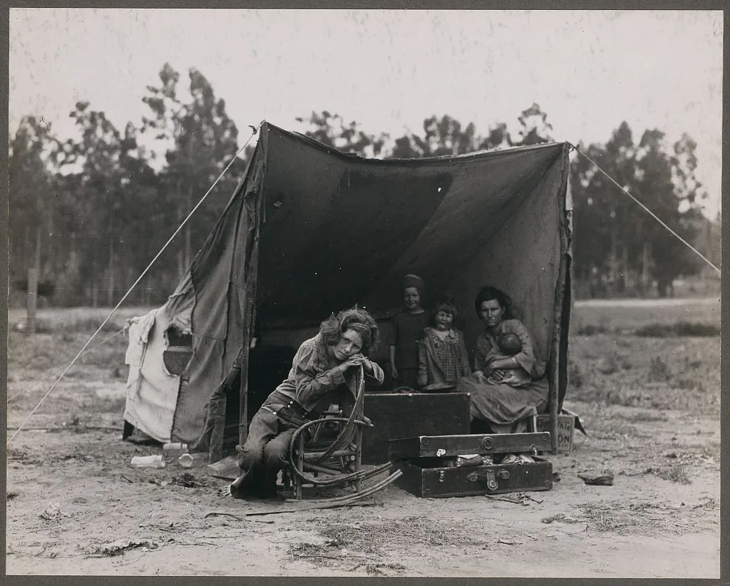 Migrant agricultural worker's family. Seven hungry children. Mother…, California, 1936