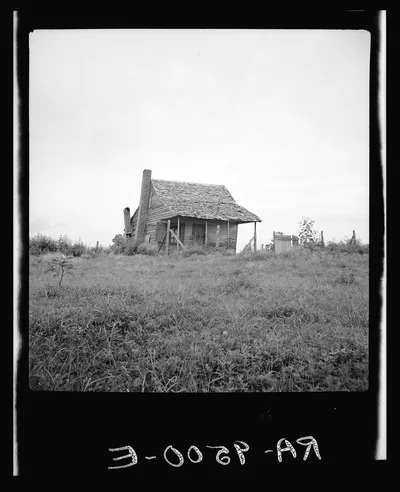 Many cabins of this type are found on the Mississippi Delta, 1936