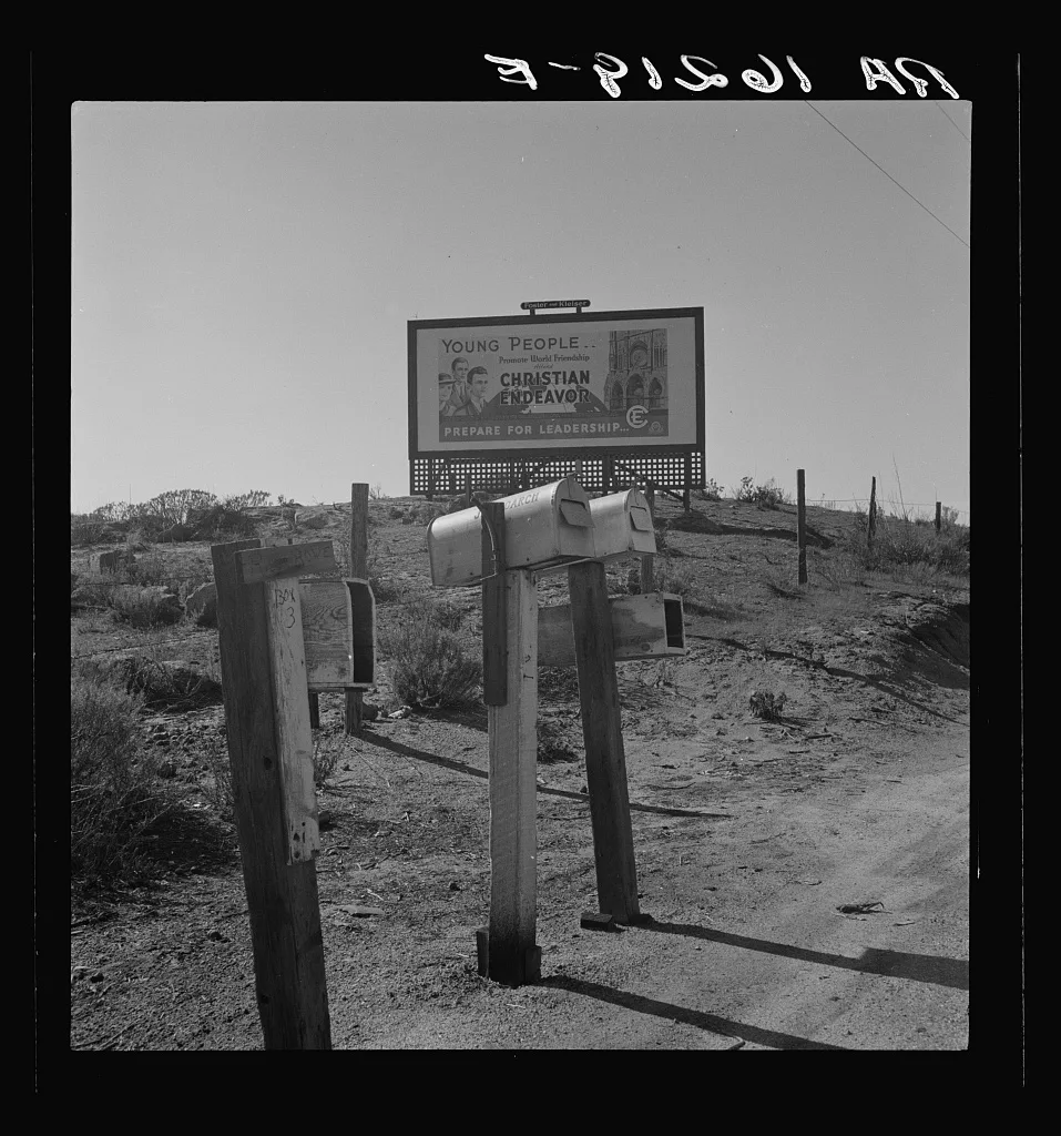 Billboard on U.S. Highway 99, California, 1937