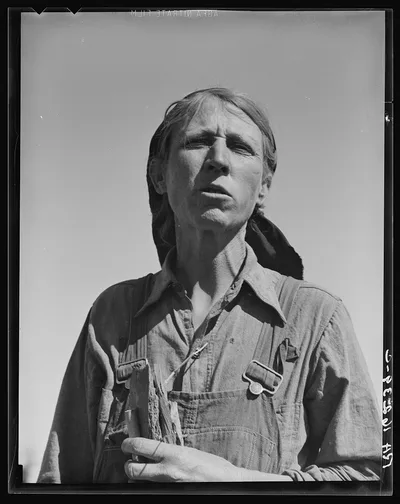 "This is a hard way to serve the Lord." Oklahoma drought refugee,…, California, 1937