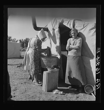 Oklahomans, drought refugees in a southern California squatter's camp, 1937