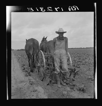 Ex-tenant farmer, now a day laborer on large cotton farm near…, Texas, 1937
