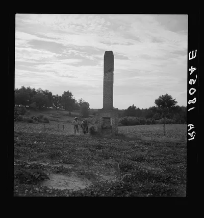 Standing chimneys are a common sight in Greene County. They often…, Georgia, 1937