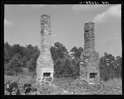 Standing chimneys of an old plantation house. Georgia, 1937