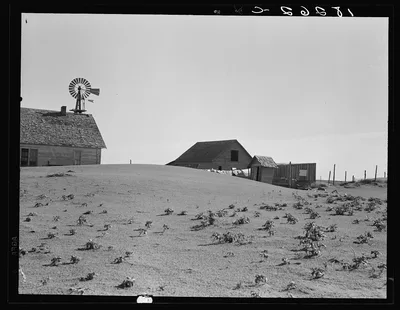 Dust Bowl farm. Coldwater District, near Dalhart, Texas. This farm is…, 1938