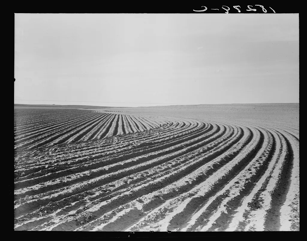 Contour plowing on mechanized farm of the Texas Panhandle, 1938