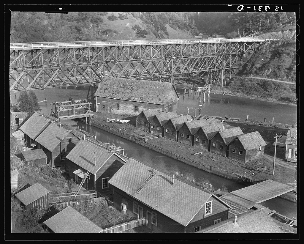 Lumber industry of the California north coast. Abandoned lumber town…, 1938