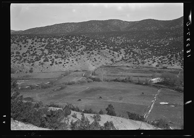 Outlying fields of Mexican village in the hills of the Tewa Basin,…, New Mexico, 1935