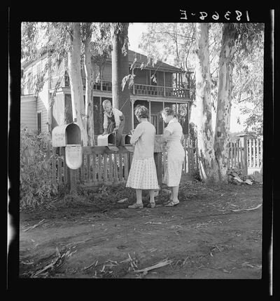Morning mail at the Mineral King cooperative farm, Farm Security…, California, 1938