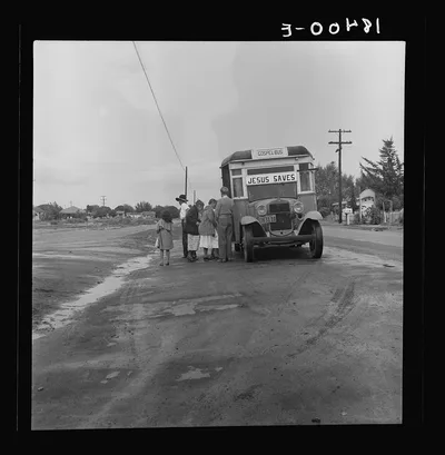 Sunday morning, Kern County, California. Many Texans, Oklahomans,…, 1938