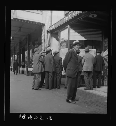 In front of the local paper of San Francisco's Chinatown Chinese read…, California, 1938