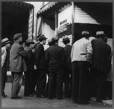San Francisco, California. In front of the local paper at Chinatown.…, 1938