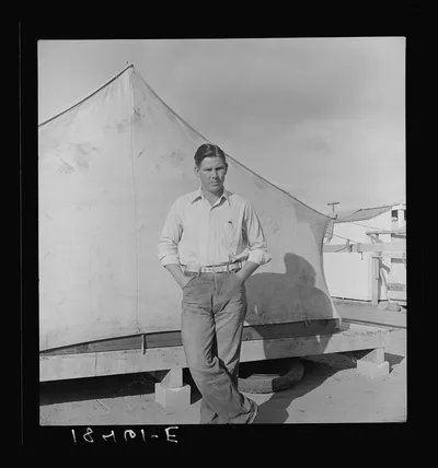 Migrant cotton picker's child who lives in a tent in the government…, California, 1938