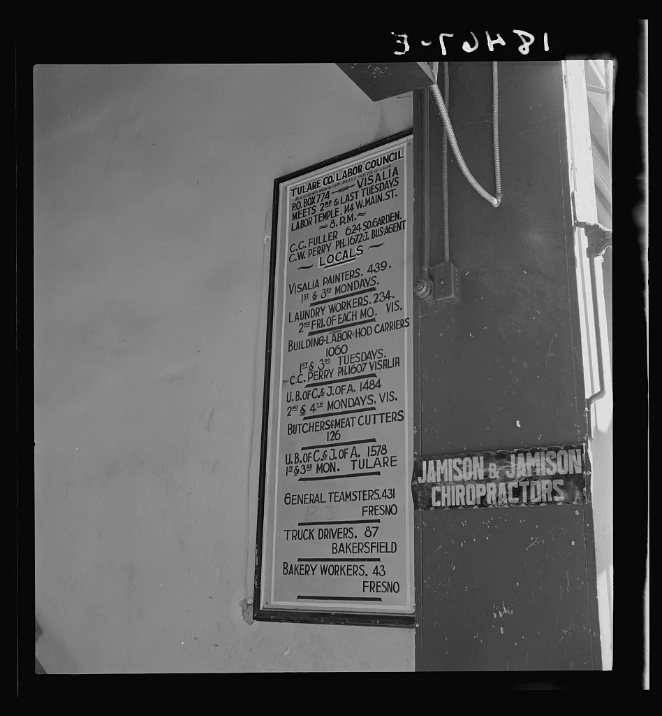 Note on existing labor organizations in a small agricultural town of…, California, 1938