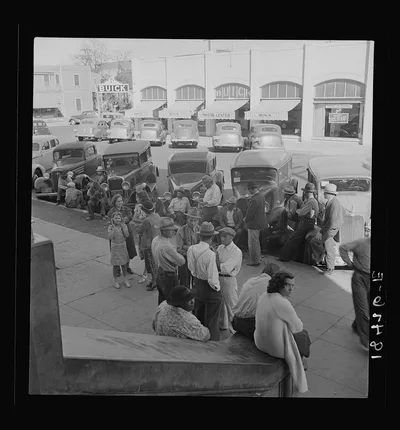 Outside the Labor Temple where the conference called by the Steinbeck…, California, 1938