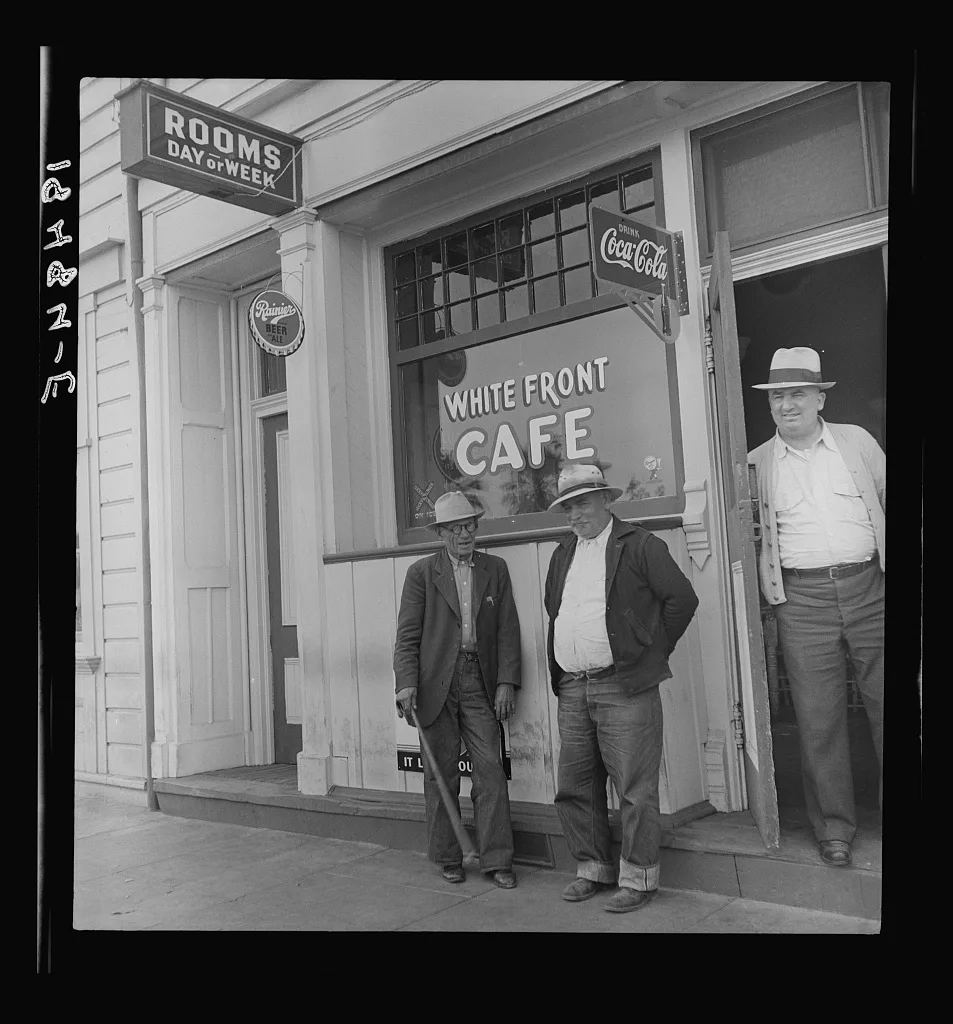 Main street. Gibson, California, 1938