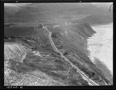 Near Half Moon Bay, California coast. Artichoke farms reach to the…, 1938