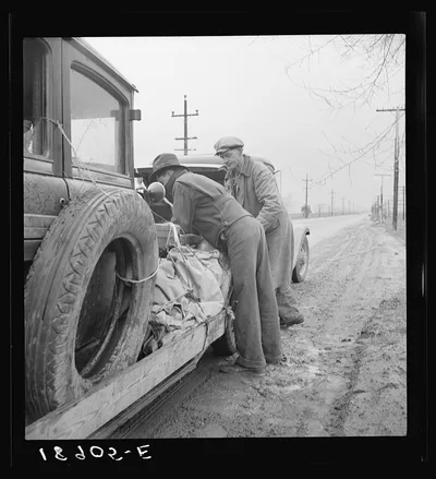 Entered California the fall of 1938. En-route to pea harvest in…, 1939