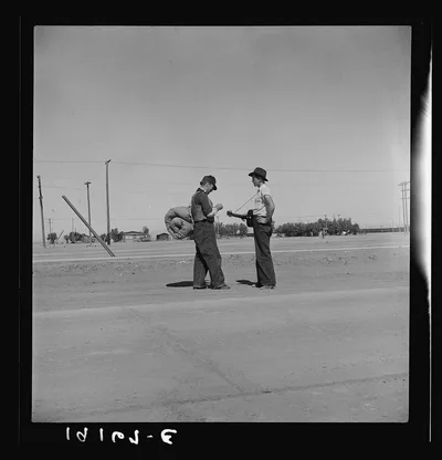 One of the roads leading into Calipatria, Imperial County, California, 1939