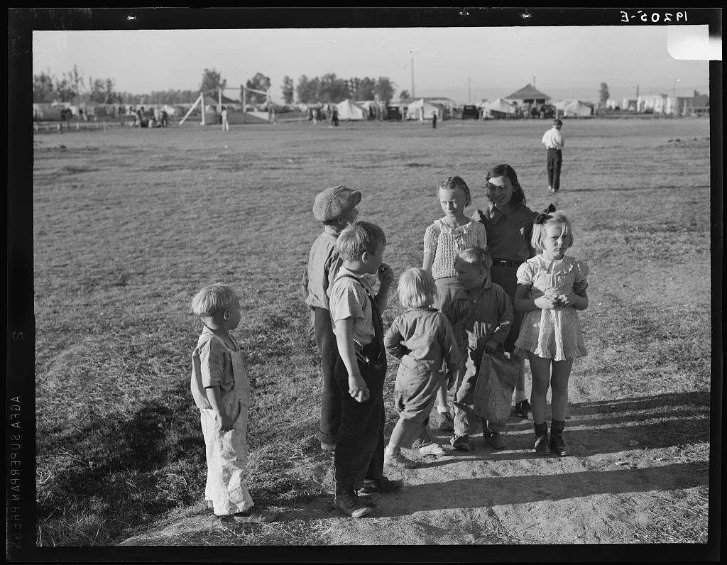 Children of migratory pea pickers in Brawley camp. California. See…, 1939