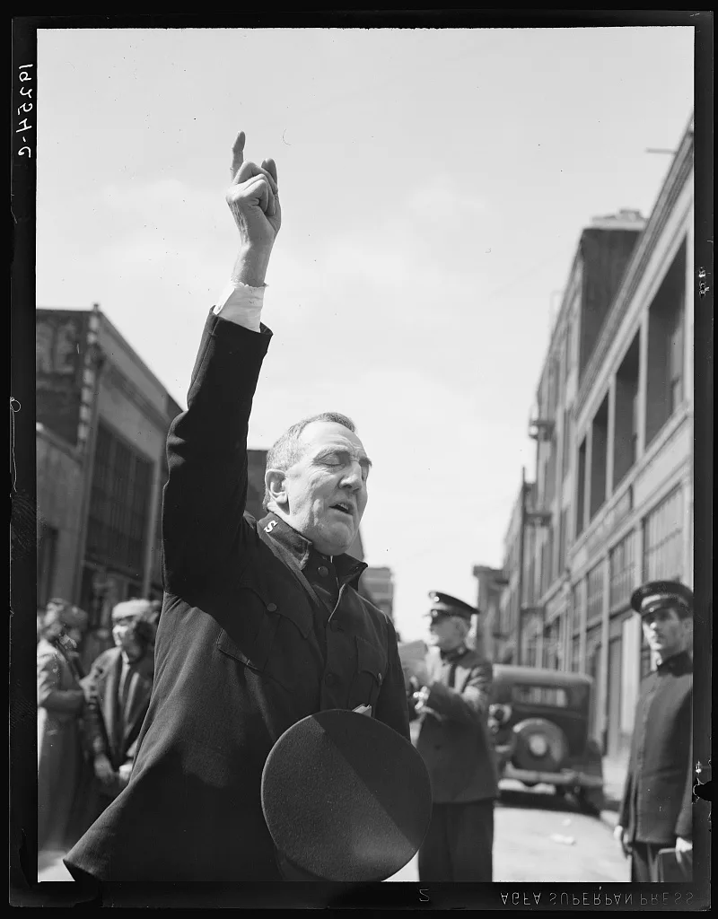 Salvation Army, San Francisco, California. Exhortation, 1939