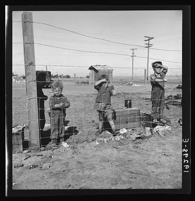 Living conditions for migratory children in private auto camp during…, California, 1939