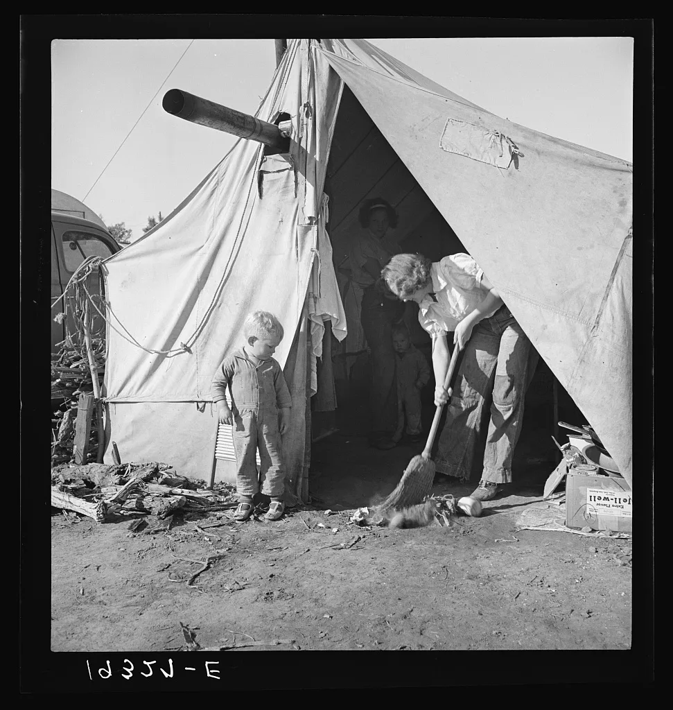 In a carrot pullers' camp near Holtville, California, 1939