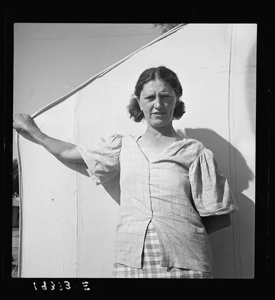 In a carrot pickers' camp, Imperial Valley, California. Woman from…, 1939