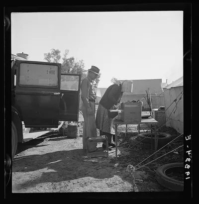 In a carrot puller' camp near Holtville, Imperial Valley, California.…, 1939