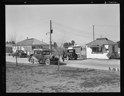 Entering Farm Security Administration (FSA) camp for migratory…, California, 1939