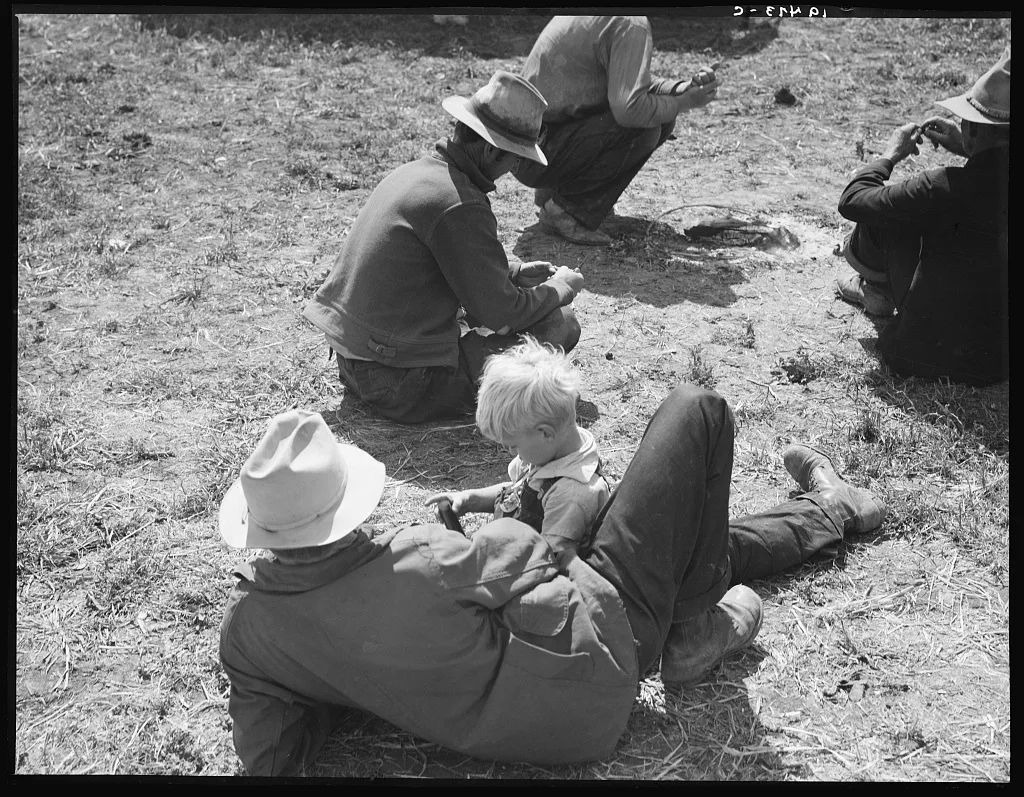 Idle migrants. Foothills north of San Jose, California. "If the sun…, 1939