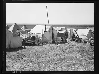 Contractors camp for pea pickers. Santa Clara Valley. Valley in…, California, 1939