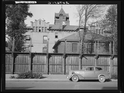 Washington, Yakima. The famed stockade. Building behind stockade is…, 1939